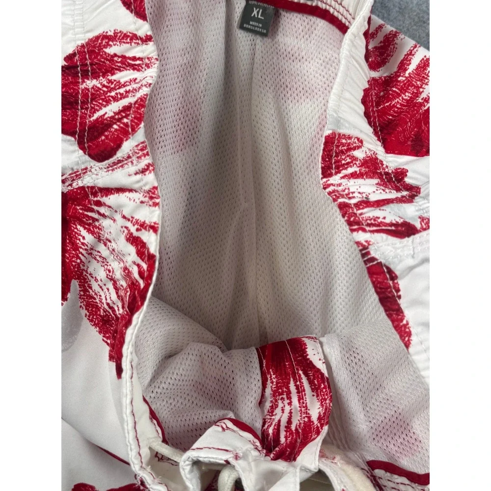 Abercrombie & Fitch Mens XL Board Shorts White Red Floral Cargo Swimwear
